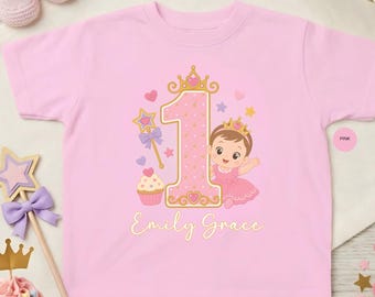 Personalized Princess First Birthday Shirt, Baby Girl 1st Bday Toddler Tee, Personalized Bday Gift