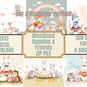 Woodland Animals, Nursery Art, Crafting Paper, Scrapbook Paper Pack, Animal Digital Print, Cute Animal Illustration, Digital Papers