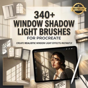 Window Shadow Brushes for Procreate,Light & Shadow Stamp Brush Set for iPad,Window Light Effects, Sunlight and Interior Shadow Brushes