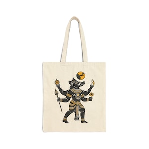 Varaha Tote Bag Krishna Devotional Sanskrit Mantra Gift, Spiritual Cotton Canvas - Eco-Friendly Art, Yoga Accessories, Gift for Him/Her