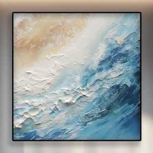 Textured Seascape Oil Painting on Canvas: Abstract Coastal Wall Art