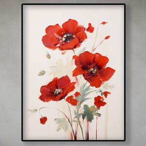 Red Flower on White Original Textured Oil Painting on Canvas – Abstract, Landscape & Modern Wall Art – Handmade Large Art for Living Rooms