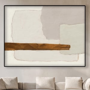 Textured Abstract Oil Painting on Canvas: Gray, Orange, White Handmade Wall Art