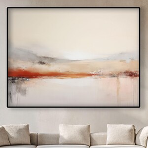 Textured Beige Landscape Oil Painting: Abstract Modern Wall Art