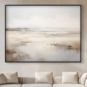 Textured Beige Landscape Oil Painting: Abstract Modern Art on Canvas