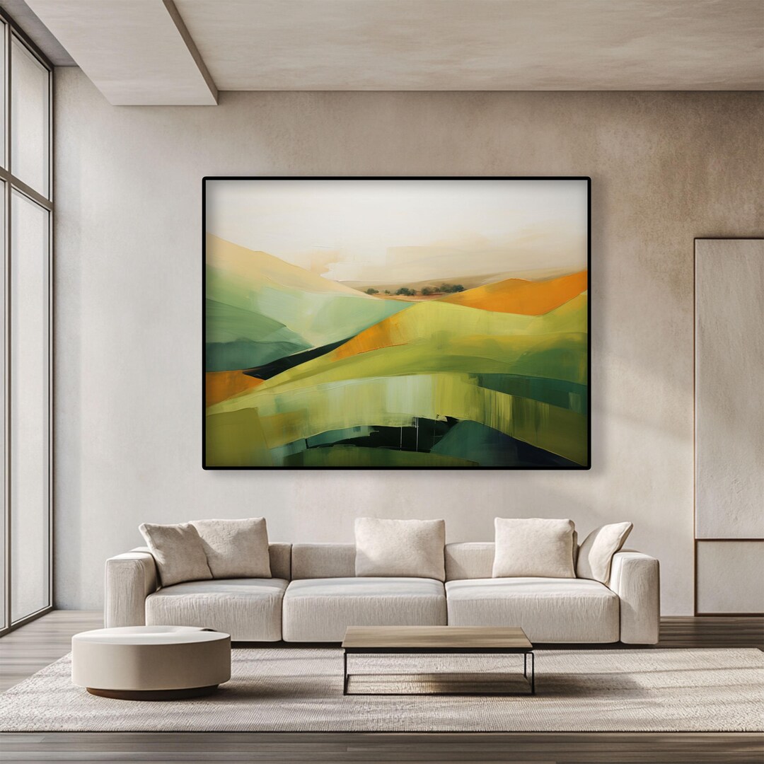 Textured Green Landscape Oil Painting on Canvas – Abstract Modern Art ...