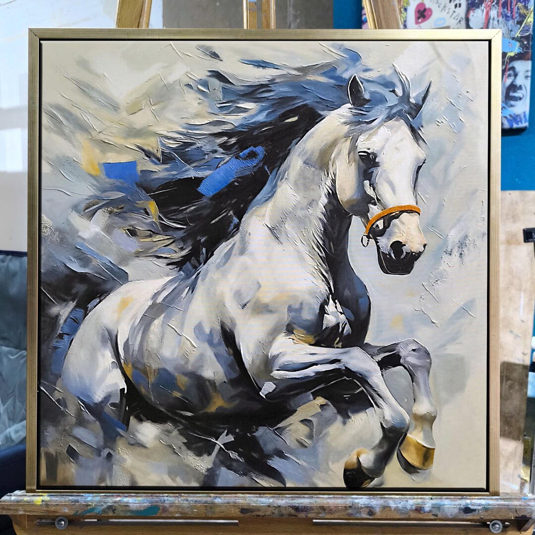 Handmade Horse Oil Painting on Canvas – Abstract Textured Wall Art - Etsy