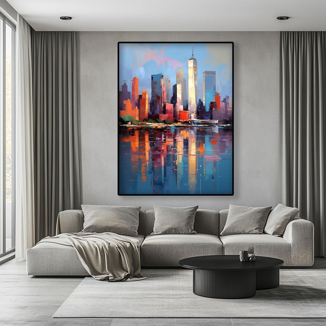Textured Cityscape Oil Painting on Canvas, Modern Abstract Wall Art - Etsy