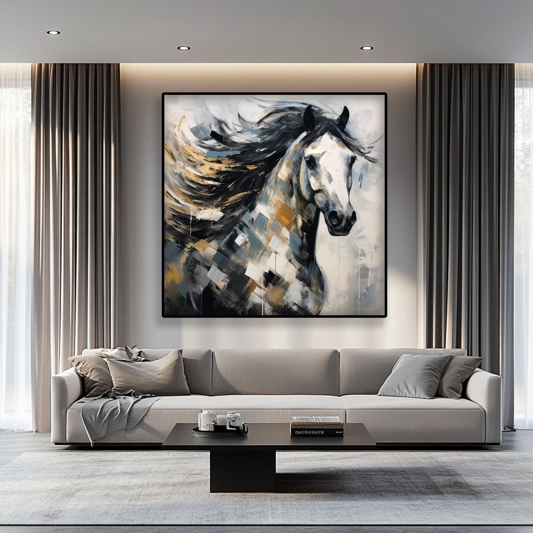 Textured White Horse Oil Painting on Canvas – Abstract Handmade Art - Etsy