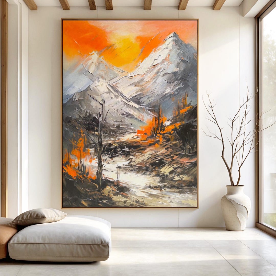 Mountain Oil Painting on Canvas, Abstract Landscape, Modern Wall Art - Etsy