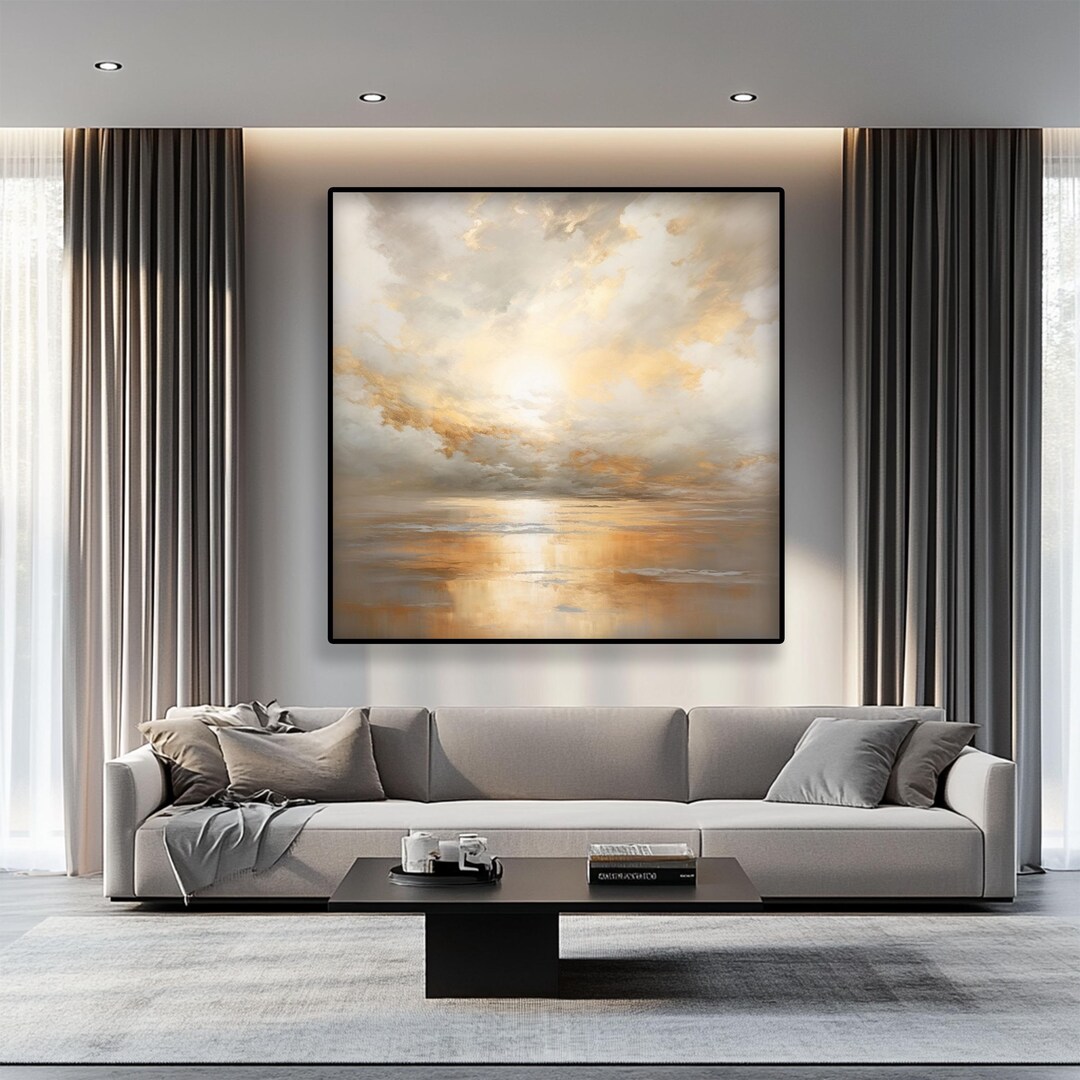 Original Sunset Oil Painting on Canvas, Abstract Textured Landscape Art ...