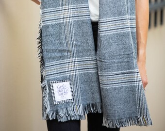 23. Scripture Scarf - Oversized Plaid and Hounds Tooth Oblong