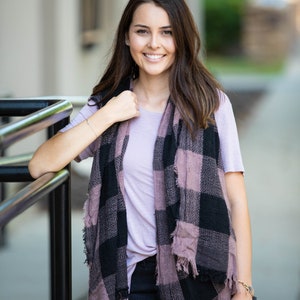 41. Scripture Scarf Plaid Oblong image 1