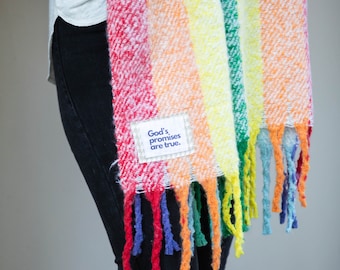 43. Scripture Scarf - Rainbow Oblong