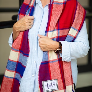 36. Plaid Oversized Oblong Scripture Scarf