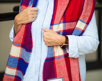 36. Plaid Oversized Oblong Scripture Scarf