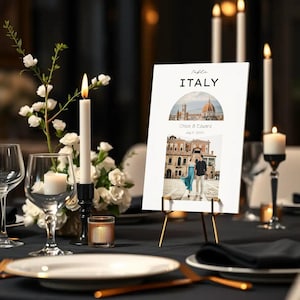 Numeri per tavoli per foto di matrimonio - Modello Canva modificabile - Matrimonio a destinazione - Nomi per tavoli personalizzati ispirati ai viaggi - Download immediato
