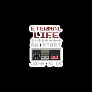 Eternal Life Sticker Retro 8-Bit Christian Vinyl Bubble-Free Decal Bible Verse Faith Jesus Saves Pixel Art Laptop Water Bottle