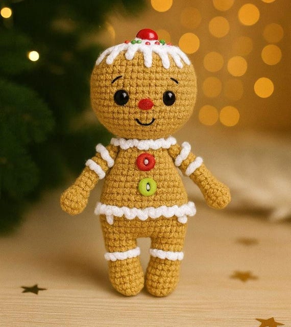 Gingerbread Man Crochet Pattern  | Christmas amigurumi ornament | Handmade Christmas Decoration | Instant Digital Download