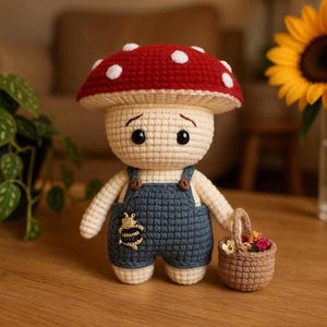 Mushroom Guy Crochet Pattern , critter stitch crochet pattern , Easy Crochet Mushroom PDF