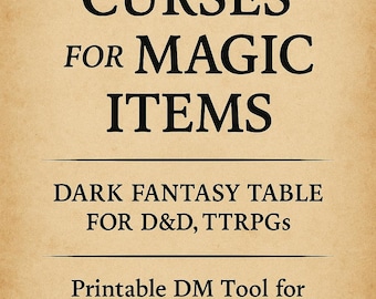D100 Magic Item Curses: Dark Fantasy Table for TTRPGs (Printable .docx File)