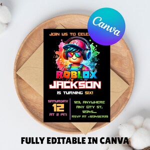Roblox Invitation, Roblox Invite, Game Birthday, Roblox Boy Birthday, Editable Template Invitation, Kids Invite, Roblox Party, Roblox, Party