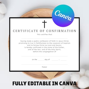 11x8.5 Confirmation Certificate Confirmation Certificate, Gifts for girl and boy catholic, Religious Certificate, Instant Download