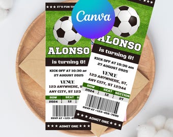 Editable Soccer Ticket Birthday Invitation Template, Soccer Invitation, Soccer Birthday Invitation, Soccer Ticket Invitation