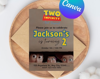 Printable Toy Story Birthday Party Invite Card, Editable Toy Story Birthday Invitation, Kids Party Canva Template, Toy Story Birthday boy