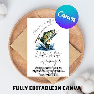 Fish Birthday Invitation Template, Fishing Birthday Party Invite Template, Fishing Boy Birthday Party