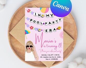 Summer Birthday Invite, Editable Pool Party Invite, In my Pool Party Era, Eras Party Decorations, Beach Invite, Pool Party Birthday Invite