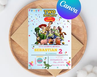 Kids Editable Toy Story Birthday Invitation Template, Printable Birthday Party Invitations, Digital Kids Party Invite Template Bday Card