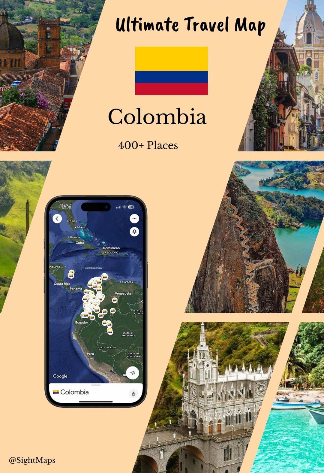 Colombia Travel Map - Etsy