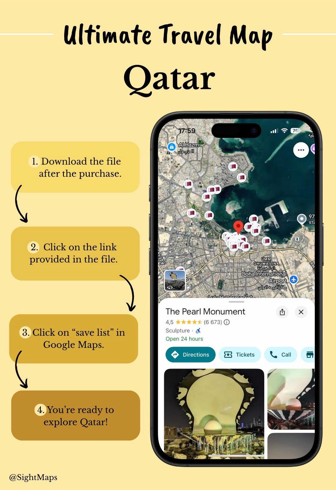 Qatar Travel Map - Etsy
