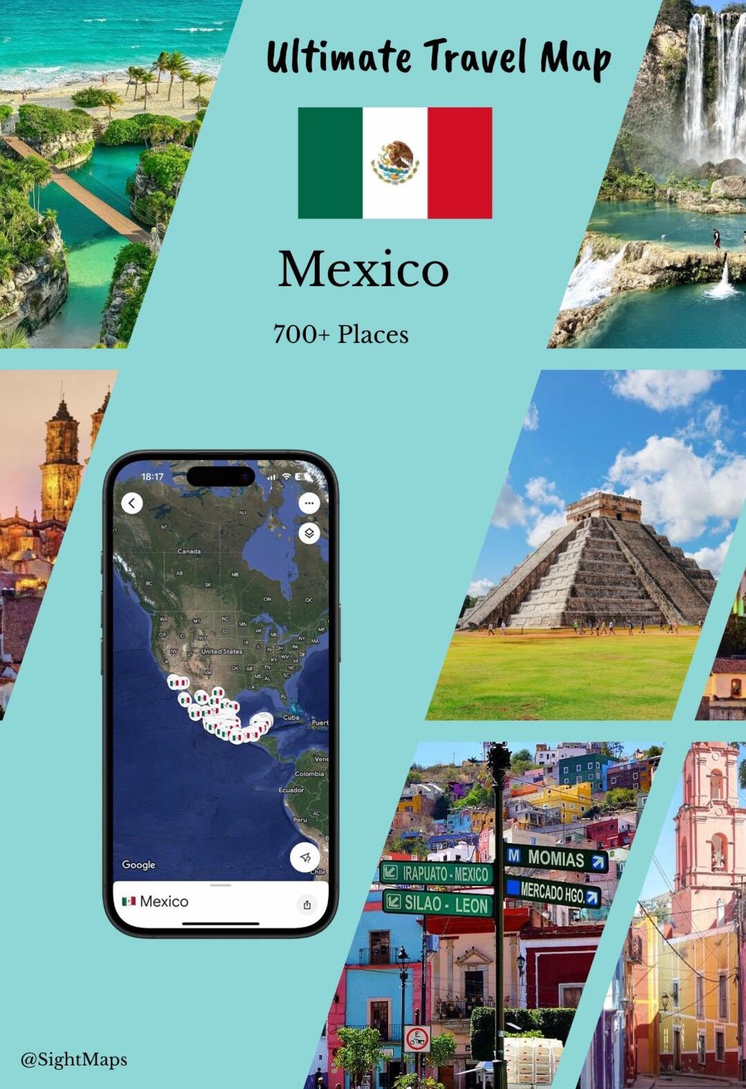 Mexico Travel Map - Etsy