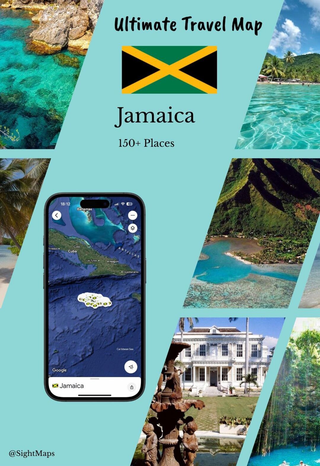 Jamaica Travel Map - Etsy