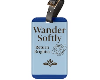 Étiquette à bagage Wanderlust : accessoire de voyage personnalisé avec bracelet en cuir