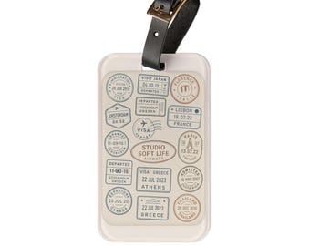 Étiquette à bagage vintage Passport Travel : étiquette à bagage en acrylique avec lanière en cuir