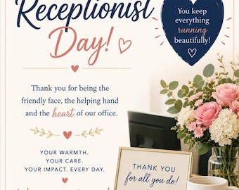 Plaque de jour réceptionniste | Appréciation au bureau imprimable (téléchargement numérique)