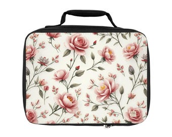 Floral Lunch Bag: Insulated Stylish Tote - School, Work, Picnic