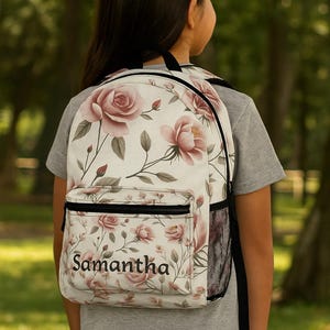 Sac à dos floral personnalisé, élégant sac de voyage pour travail scolaire, bretelles réglables rembourrées, poche pour tablette pour ordinateur portable, cadeau pour étudiants professionnels