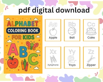 Alphabet Coloring Book for Kids – Fun ABC Printable Pages for Learning & Creativity | Digital Download