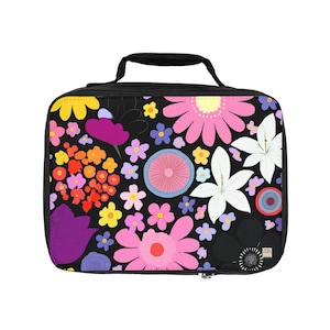 Bolsa de almuerzo con diseño floral colorido para la escuela, el trabajo y picnics. Diseño ligero y portátil, estampado vibrante. Ideal para estudiantes y profesionales.