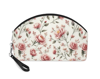 Floral PU Leather Makeup Bag: Travel Cosmetic Organizer