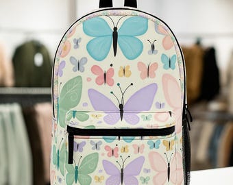 Schmetterling Print Rucksack: Lebhafte Polyester Schultasche