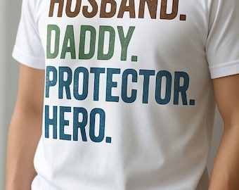 T-shirt ras du cou en coton Hero Dad : protection mari et papa