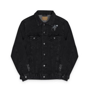 Geborduurd Star Wings-denimjack: unisex streetwear-bovenkleding