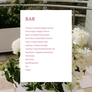 Modern Wedding Bar Drinks Menu Template, Wedding Monogram Menu, Wedding Classic Menu, Minimalist Wedding Menu Card, Drinks Menu HS001