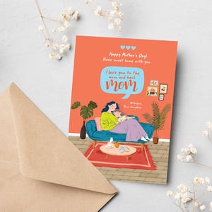 Printable I Love You to the moon and back Mom Card | Cute Mother&#39;s Day Card.