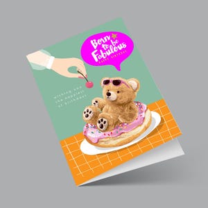 Cartão de aniversário de ursinho de pelúcia